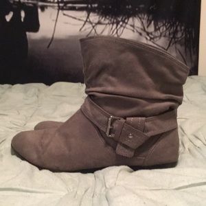 Gray Faux Suede Booties